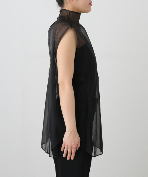 AP STUDIO(エーピーストゥディオ)の「【ST.AGNI/セントアグニ】Sheer Leather Trim Top(シャツ/ブラウス・レディース・ブラック・FREE)」の9枚目の写真