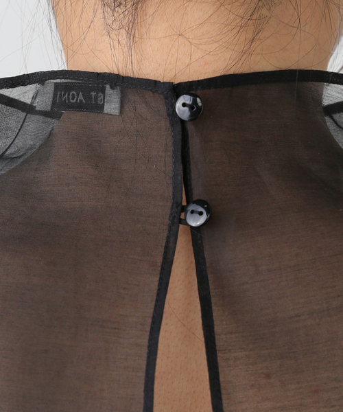 AP STUDIO(エーピーストゥディオ)の「【ST.AGNI/セントアグニ】Sheer Leather Trim Top(シャツ/ブラウス・レディース・ブラック・FREE)」の16枚目の写真