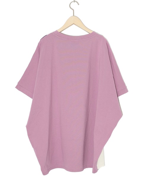 ScoLar（スカラー）の「151651：アニメ風ネコ柄 バイカラープルオーバー（Tシャツ/カットソー・レディース・ベージュ/パープル/ブルー・M）」の18枚目の写真