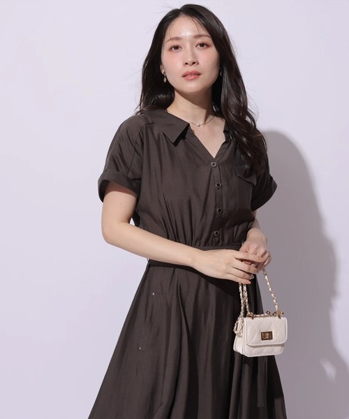 Apuweiser-riche（アプワイザーリッシェ）の「シアーシャツ半袖ワンピース（ワンピース・レディース・ライトイエロー/ネイビー/グレイッシュベージュ/ピンク/ピンク系その他/ブラウン・1/0/2）」の2枚目の写真