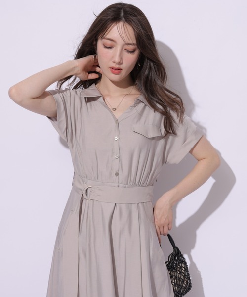 Apuweiser-riche（アプワイザーリッシェ）の「シアーシャツ半袖ワンピース（ワンピース・レディース・ライトイエロー/ネイビー/グレイッシュベージュ/ピンク/ピンク系その他/ブラウン・1/0/2）」の8枚目の写真