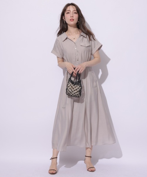 Apuweiser-riche（アプワイザーリッシェ）の「シアーシャツ半袖ワンピース（ワンピース・レディース・ライトイエロー/ネイビー/グレイッシュベージュ/ピンク/ピンク系その他/ブラウン・1/0/2）」の11枚目の写真