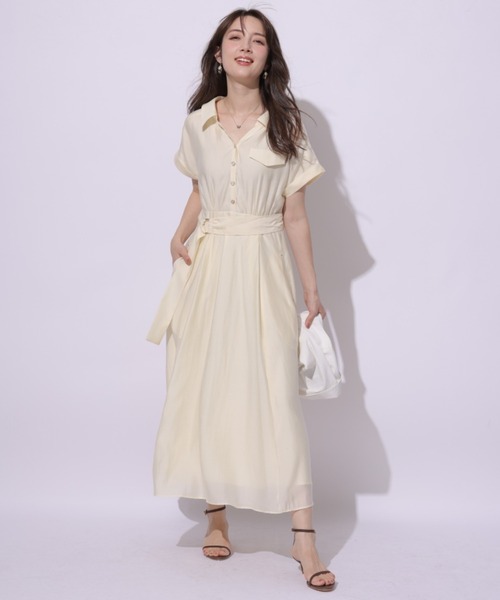 新品未使用品♡Apuweiser-riche シアーシャツ半袖ワンピース シアーシャツ半袖ワンピース（ワンピース）｜Apuweiser-riche