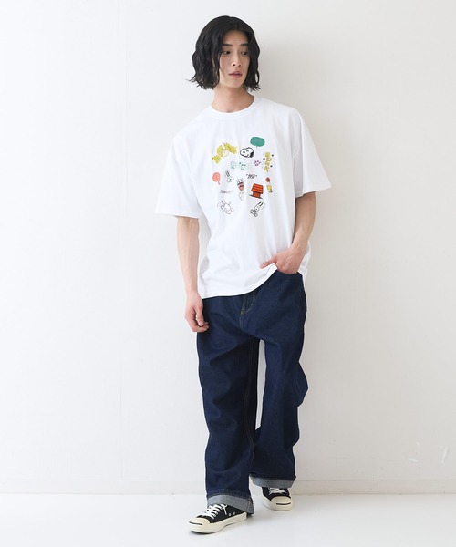 PEANUTS（ピーナッツ）の「【PEANUTS/ピーナッツ】オリジナルデザインTシャツ スヌーピー 　ベル　ドロップショルダー ビッグシルエット　ユニセックス（Tシャツ/カットソー・メンズ・パープル系その他2/ホワイト系その他2/ベージュ系その他/ピンク系その他・X-LARGE/LARGE/SMALL/MEDIUM）」の13枚目の写真