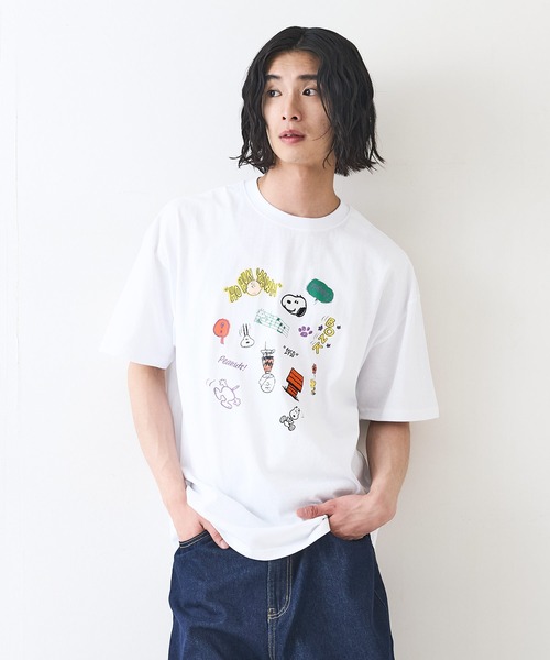 PEANUTS（ピーナッツ）の「【PEANUTS/ピーナッツ】オリジナルデザインTシャツ スヌーピー 　ベル　ドロップショルダー ビッグシルエット　ユニセックス（Tシャツ/カットソー・メンズ・パープル系その他2/ホワイト系その他2/ベージュ系その他/ピンク系その他・X-LARGE/LARGE/SMALL/MEDIUM）」の14枚目の写真