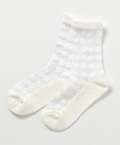 apres les cours(アプレレクール)の「ハート・花柄シアーソックス(ソックス/靴下・キッズ・ピンク/オフホワイト/ブラック/サックスブルー・12/15 /18/21)」の2枚目の写真