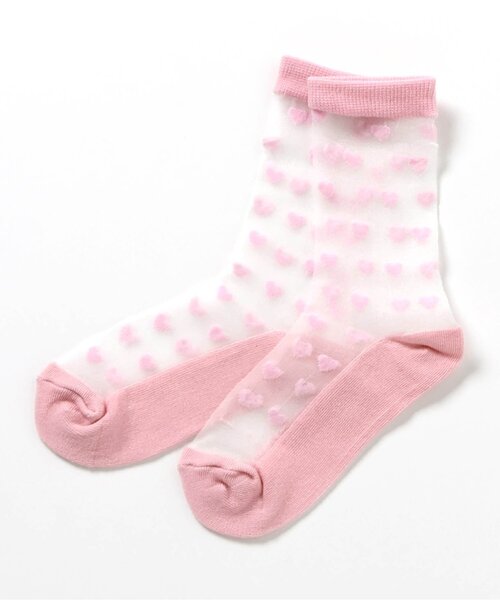 apres les cours(アプレレクール)の「ハート・花柄シアーソックス(ソックス/靴下・キッズ・ピンク/オフホワイト/ブラック/サックスブルー・12/15 /18/21)」の4枚目の写真