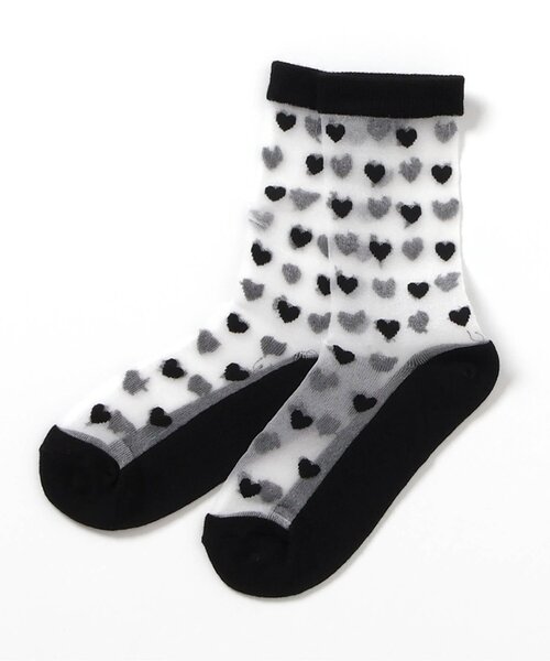 apres les cours(アプレレクール)の「ハート・花柄シアーソックス(ソックス/靴下・キッズ・ピンク/オフホワイト/ブラック/サックスブルー・12/15 /18/21)」の7枚目の写真