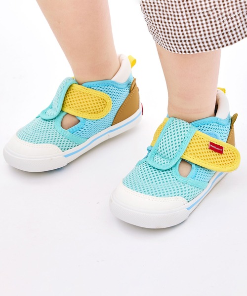 HOT BISCUITS（ホットビスケッツ）の「かかと顔 メッシュ セカンドベビーシューズ（スニーカー・キッズ・ラベンダー/グリーン・15cm/14.5cm/14cm）」の2枚目の写真