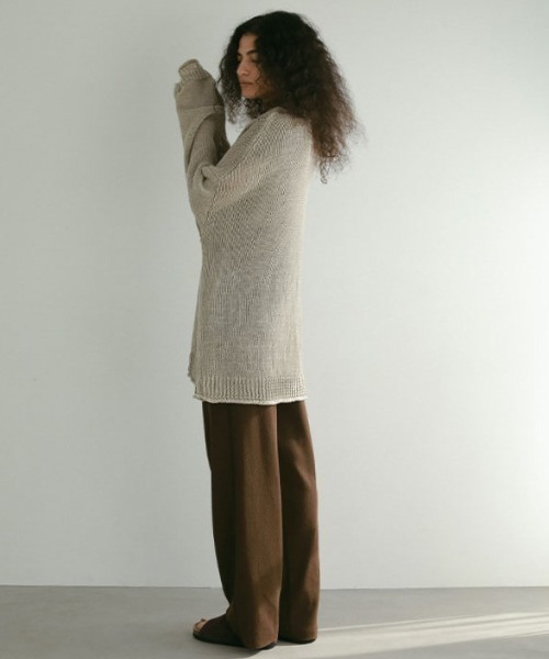 ETRE TOKYO（エトレトウキョウ）の「ソフトシアーワイドニットパンツ（その他パンツ・レディース・ブラウン/アイボリー・S/M）」の10枚目の写真