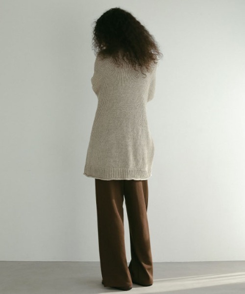 ETRE TOKYO（エトレトウキョウ）の「ソフトシアーワイドニットパンツ（その他パンツ・レディース・ブラウン/アイボリー・S/M）」の12枚目の写真