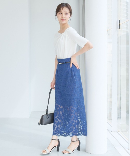 Andemiu（アンデミュウ）の「ドレープカットTシャツ451395（Tシャツ/カットソー・レディース・モカ/オフホワイト/ブラック/サックスブルー/チャコールグレー・FREE）」の16枚目の写真