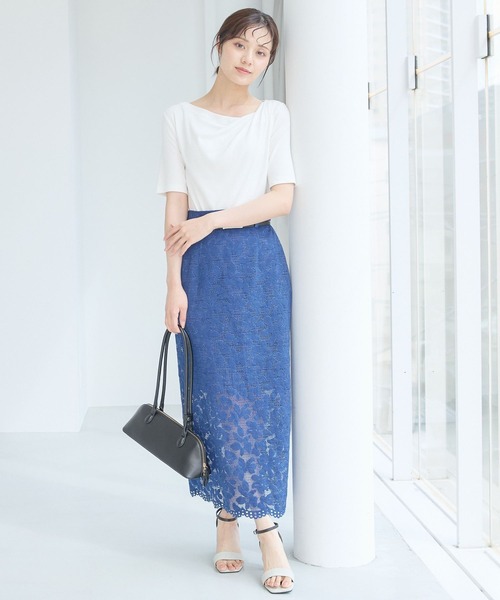 Andemiu（アンデミュウ）の「ドレープカットTシャツ451395（Tシャツ/カットソー・レディース・モカ/オフホワイト/ブラック/サックスブルー/チャコールグレー・FREE）」の17枚目の写真