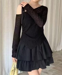 リボンフリルワンピースニット2点セット