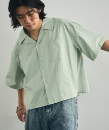 Short length open collar short sleeve shirt / ショート丈オープンカラー半袖シャツ
