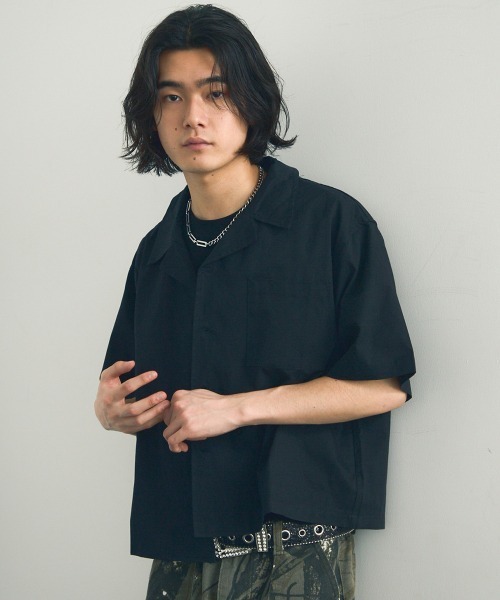 セール】Short length open collar short sleeve shirt