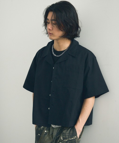 セール】Short length open collar short sleeve shirt