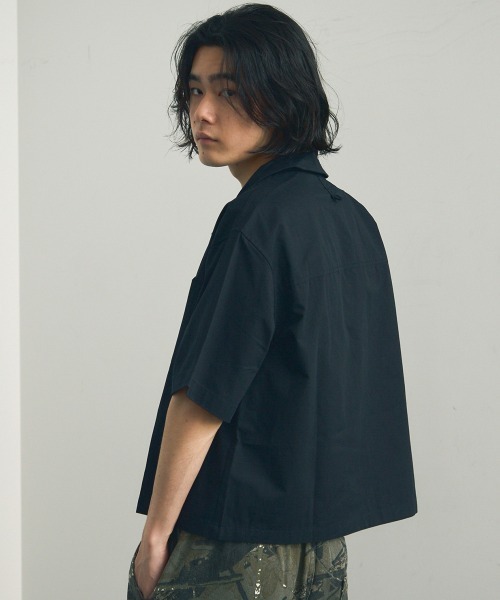 セール】Short length open collar short sleeve shirt / ショート丈
