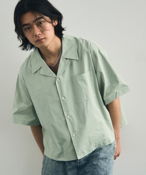 Shoowtime（ショウタイム）の「Short length open collar short sleeve shirt / ショート丈オープンカラー半袖シャツ（シャツ/ブラウス・メンズ・ミント/ホワイト/ブラック・XX-LARGE/X-LARGE/LARGE/MEDIUM）」の20枚目の写真