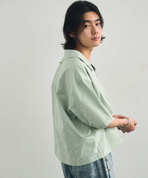 Shoowtime（ショウタイム）の「Short length open collar short sleeve shirt / ショート丈オープンカラー半袖シャツ（シャツ/ブラウス・メンズ・ミント/ホワイト/ブラック・XX-LARGE/X-LARGE/LARGE/MEDIUM）」の18枚目の写真