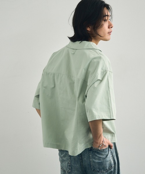 Shoowtime（ショウタイム）の「Short length open collar short sleeve shirt / ショート丈オープンカラー半袖シャツ（シャツ/ブラウス・メンズ・ミント/ホワイト/ブラック・XX-LARGE/X-LARGE/LARGE/MEDIUM）」の14枚目の写真
