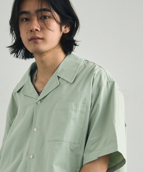 Shoowtime（ショウタイム）の「Short length open collar short sleeve shirt / ショート丈オープンカラー半袖シャツ（シャツ/ブラウス・メンズ・ミント/ホワイト/ブラック・XX-LARGE/X-LARGE/LARGE/MEDIUM）」の13枚目の写真