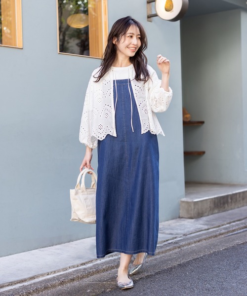 Petit Honfleur(プチオンフルール)の「【さっと羽織って大人かわいい】スカラップレースブラウス(シャツ/ブラウス・レディース・ネイビー/ホワイト・9号/11号)」の7枚目の写真