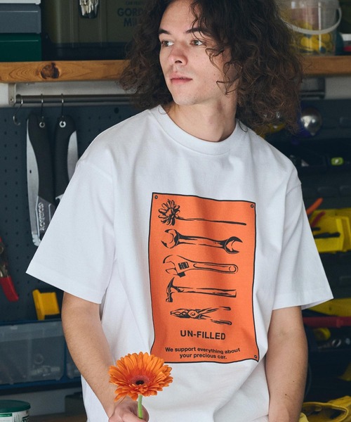 UN-FILLED（アンフィルド）の「mt9712- U.F GERBERA TOOL HEAVY WEIGHT T-SHIRT Tシャツ（Tシャツ/カットソー・メンズ・ホワイト/サンドベージュ・XL/M/L）」の14枚目の写真