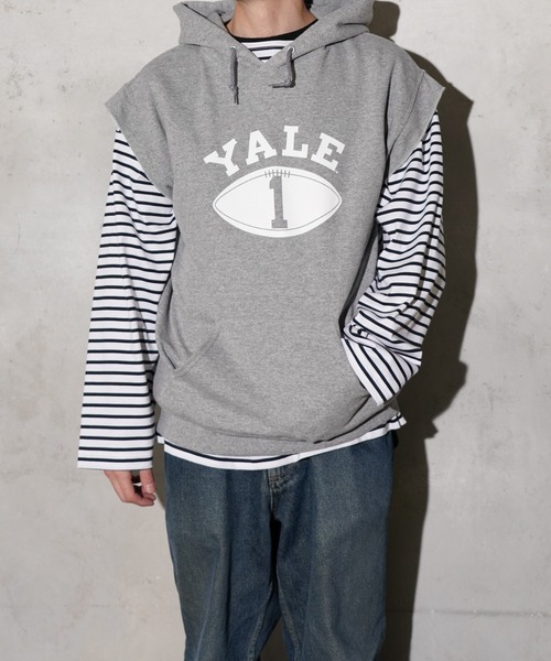 SUNNY  SPORTS（サニースポーツ）の「The BOOK STORE / ブックストア YALE SS SWEAT HOODIE ノースリーブ カットオフ プルオーバーパーカー（スウェット・メンズ・ブラック/グレー・LARGE/X-LARGE/MEDIUM）」の19枚目の写真