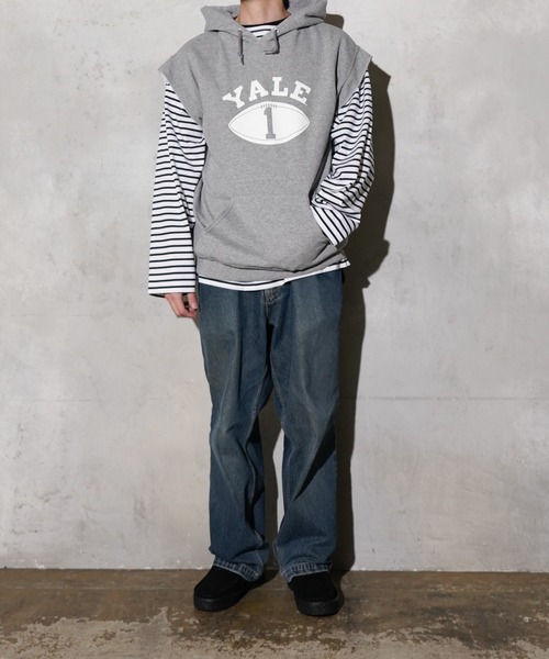 SUNNY  SPORTS（サニースポーツ）の「The BOOK STORE / ブックストア YALE SS SWEAT HOODIE ノースリーブ カットオフ プルオーバーパーカー（スウェット・メンズ・ブラック/グレー・LARGE/X-LARGE/MEDIUM）」の20枚目の写真