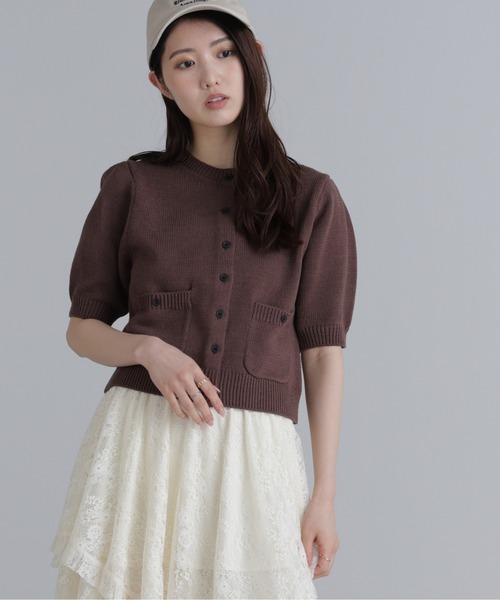 FREE'S MART(フリーズマート)の「フロントポケット半袖カーディガン(カーディガン/ボレロ・レディース・ブラック/グレー/ブルー/イエロー/ブラウン/レッド・FREE)」の1枚目の写真