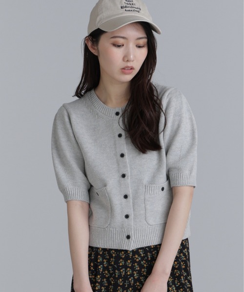 FREE'S MART(フリーズマート)の「フロントポケット半袖カーディガン(カーディガン/ボレロ・レディース・ブラック/グレー/ブルー/イエロー/ブラウン/レッド・FREE)」の3枚目の写真