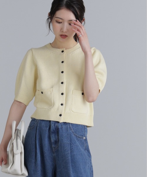 FREE'S MART(フリーズマート)の「フロントポケット半袖カーディガン(カーディガン/ボレロ・レディース・ブラック/グレー/ブルー/イエロー/ブラウン/レッド・FREE)」の5枚目の写真