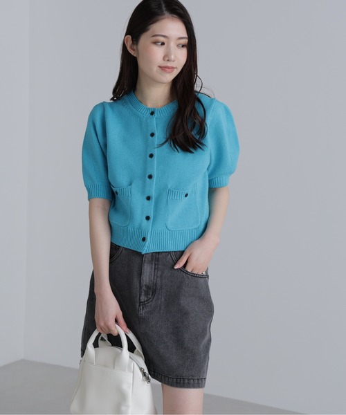 FREE'S MART(フリーズマート)の「フロントポケット半袖カーディガン(カーディガン/ボレロ・レディース・ブラック/グレー/ブルー/イエロー/ブラウン/レッド・FREE)」の4枚目の写真