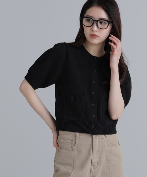 FREE'S MART(フリーズマート)の「フロントポケット半袖カーディガン(カーディガン/ボレロ・レディース・ブラック/グレー/ブルー/イエロー/ブラウン/レッド・FREE)」の8枚目の写真