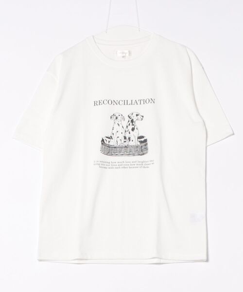 Chillfar（チルファー）の「ヴィンテージライクデザインTEE(M1)（Tシャツ/カットソー・レディース・ネイビー系1/ピンク/キナリ/オートミール/ホワイト系1/ホワイト系2/ネイビー系3/ネイビー系2/ホワイト系3/ナチュラル・FREE）」の4枚目の写真