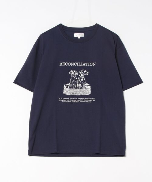 Chillfar（チルファー）の「ヴィンテージライクデザインTEE(M1)（Tシャツ/カットソー・レディース・ネイビー系1/ピンク/キナリ/オートミール/ホワイト系1/ホワイト系2/ネイビー系3/ネイビー系2/ホワイト系3/ナチュラル・FREE）」の8枚目の写真