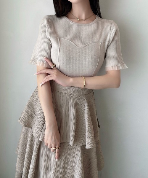 Meiru（メイル）の「楊柳ティアードスカート（スカート・レディース・ブラック/グレイッシュベージュ/チャコール・MEDIUM/LARGE/SMALL）」の9枚目の写真