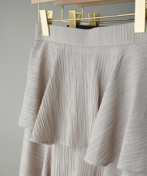 Meiru（メイル）の「楊柳ティアードスカート（スカート・レディース・ブラック/グレイッシュベージュ/チャコール・MEDIUM/LARGE/SMALL）」の16枚目の写真