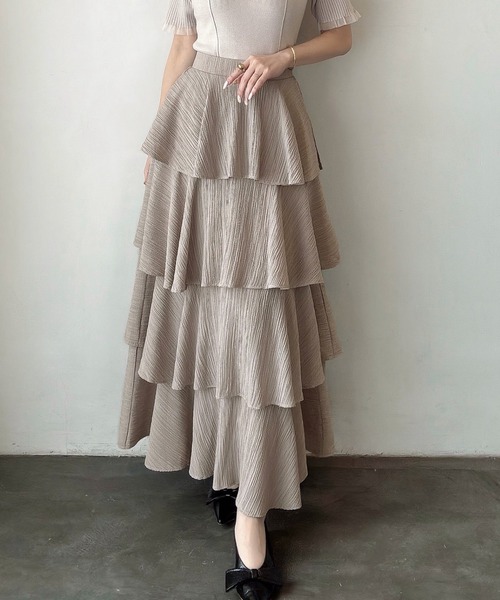 Meiru（メイル）の「楊柳ティアードスカート（スカート・レディース・ブラック/グレイッシュベージュ/チャコール・MEDIUM/LARGE/SMALL）」の17枚目の写真