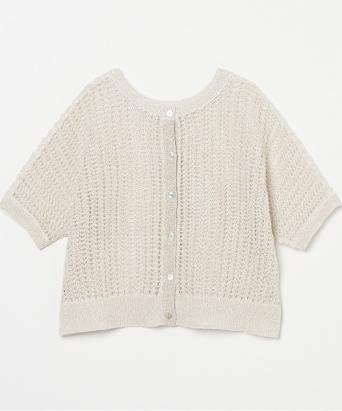 G9373*エリオポール☆極上カシミヤ☆ニット☆セーター☆グレー セール】GLITTER CROCHET 2WAY KNIT（ニット/セーター