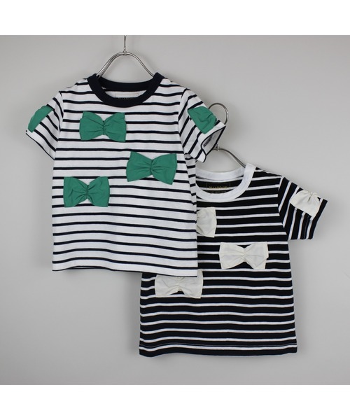 maarook（マルーク）の「ボーダーリボンＴシャツ（Tシャツ/カットソー・キッズ・ホワイト/ブラック・150cm/140cm/160cm）」の15枚目の写真