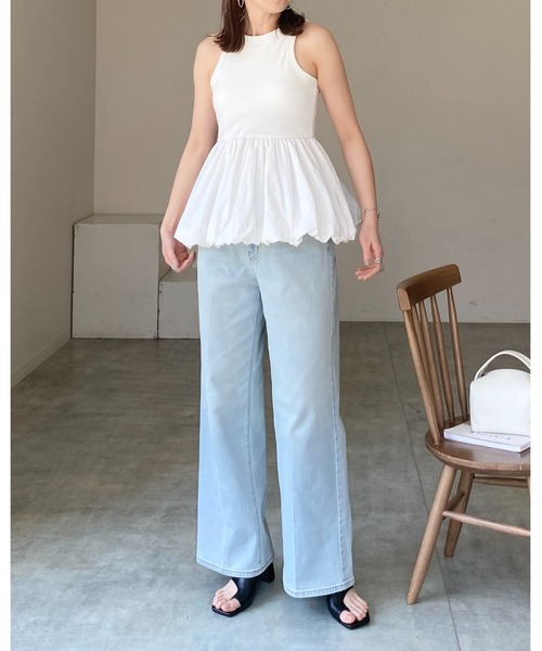 She's Closet(シーズクローゼット)の「カップ付きリブアメスリバルーンタンクトップ(タンクトップ・レディース・チャコール/オフホワイト/ブラック・FREE)」の9枚目の写真