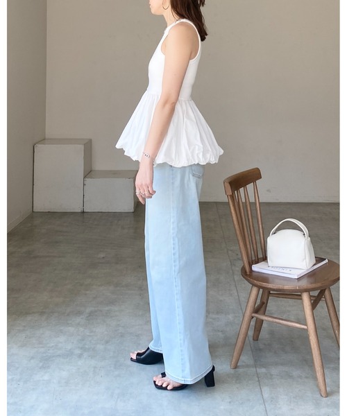 She's Closet(シーズクローゼット)の「カップ付きリブアメスリバルーンタンクトップ(タンクトップ・レディース・チャコール/オフホワイト/ブラック・FREE)」の11枚目の写真