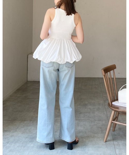 She's Closet(シーズクローゼット)の「カップ付きリブアメスリバルーンタンクトップ(タンクトップ・レディース・チャコール/オフホワイト/ブラック・FREE)」の12枚目の写真