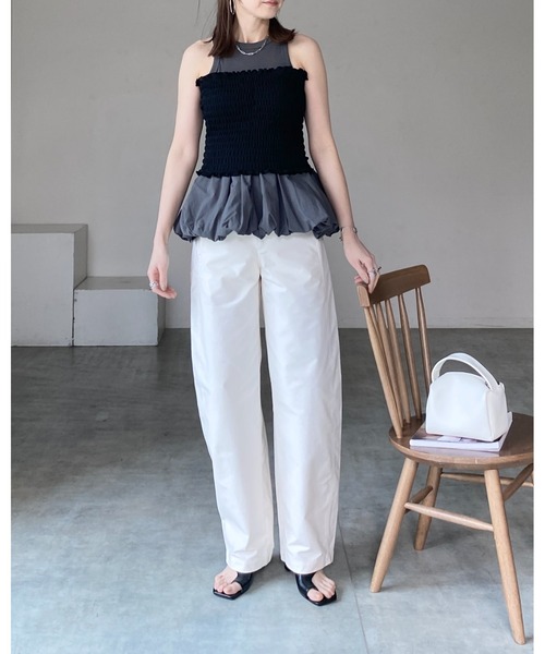 She's Closet(シーズクローゼット)の「カップ付きリブアメスリバルーンタンクトップ(タンクトップ・レディース・チャコール/オフホワイト/ブラック・FREE)」の14枚目の写真