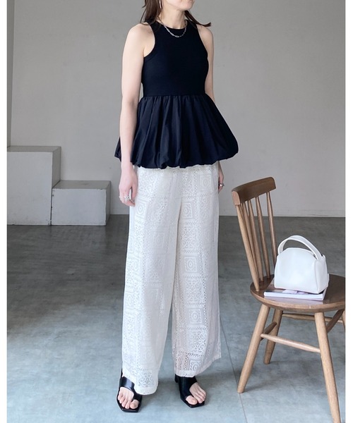 She's Closet(シーズクローゼット)の「カップ付きリブアメスリバルーンタンクトップ(タンクトップ・レディース・チャコール/オフホワイト/ブラック・FREE)」の17枚目の写真