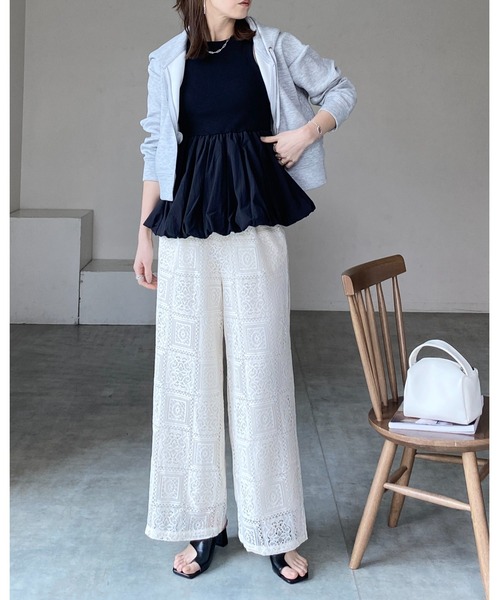 She's Closet(シーズクローゼット)の「カップ付きリブアメスリバルーンタンクトップ(タンクトップ・レディース・チャコール/オフホワイト/ブラック・FREE)」の20枚目の写真
