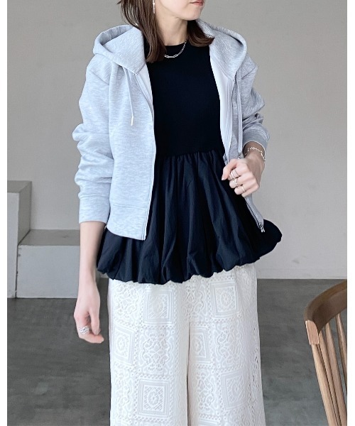 She's Closet(シーズクローゼット)の「カップ付きリブアメスリバルーンタンクトップ(タンクトップ・レディース・チャコール/オフホワイト/ブラック・FREE)」の21枚目の写真