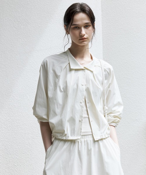 tageechita　バルーンヘム デザインショートジャケット セール】【tageechita】UVカット・ギャザーヘムドローストリング